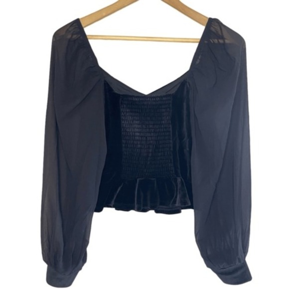 NWT BAND OF THE FREE Velvet Peplum Top, XS - Picture 2 of 6